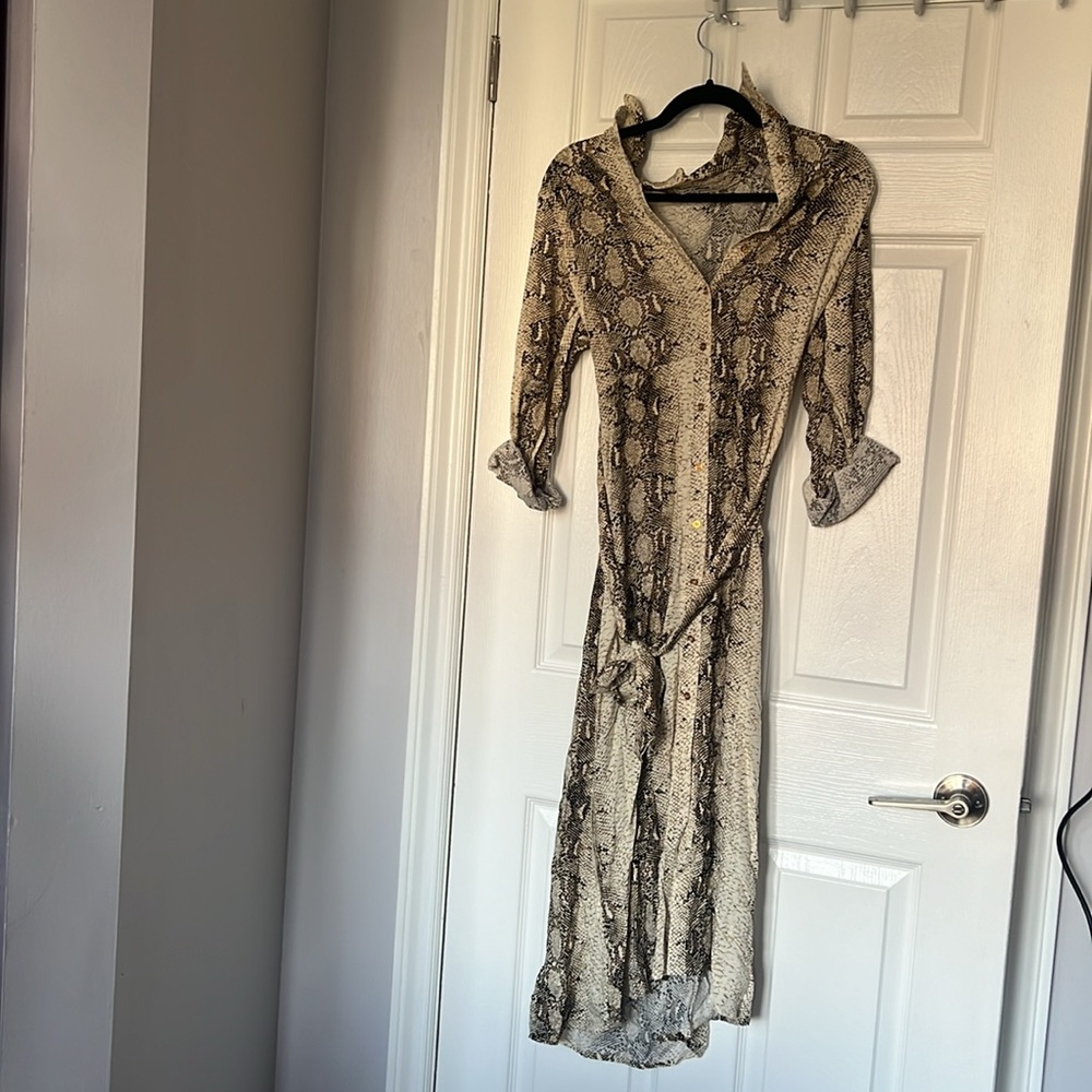 Fashion Nova Jolene Midi Shirt Dress - Cream/combo - Picture 4 of 4
